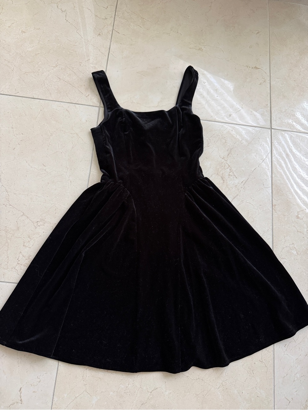 H&M Black Velvet Square Neck Mini Dress
